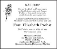 Traueranzeige Elisaeth Probst