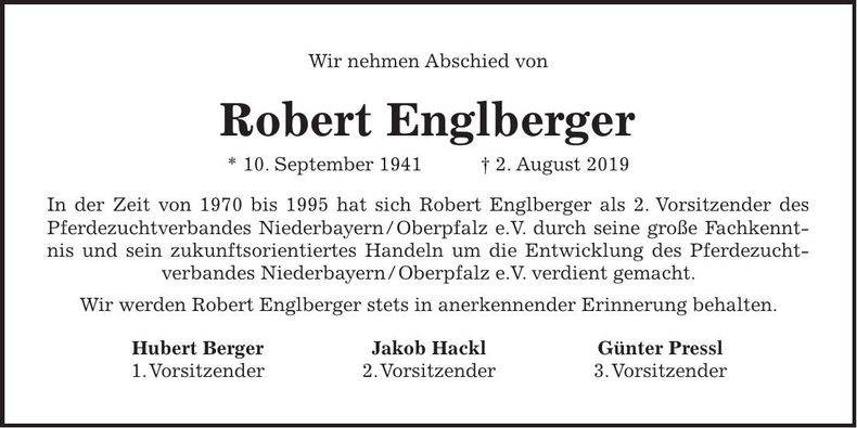 Traueranzeige Robert Englberger