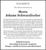 Traueranzeige Johann Schwarzfischer