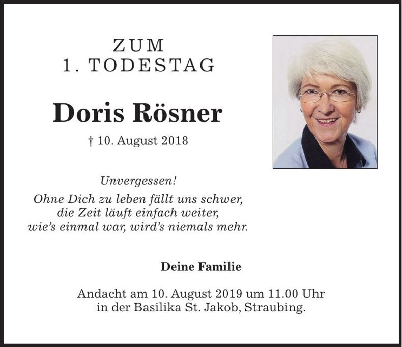 Traueranzeige Doris Rösner