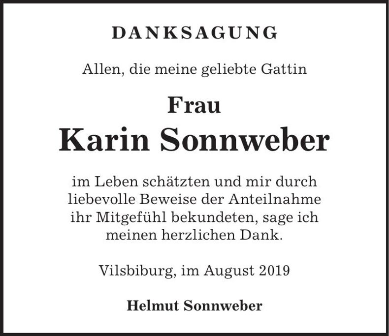 Traueranzeige Karin Sonnweber
