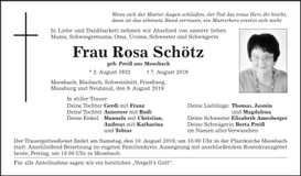 Traueranzeige Rosa Schötz
