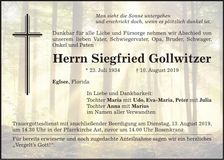 Traueranzeige Siegfried Gollwitzer