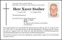 Traueranzeige Xaver Stoiber