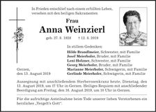 Traueranzeige Anna Weinzierl