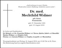 Traueranzeige Mechthild Widmer