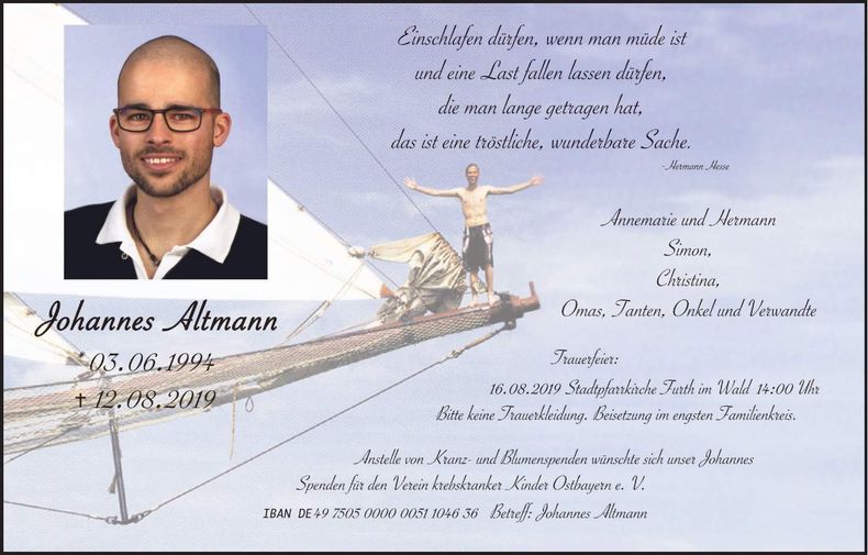 Traueranzeige Johannes Altmann