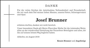Traueranzeige Josef Brunner