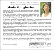 Traueranzeige Maria Stanglmeier