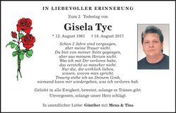 Traueranzeige Gisela Tyc