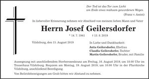 Traueranzeige Josef Geildersdorfer