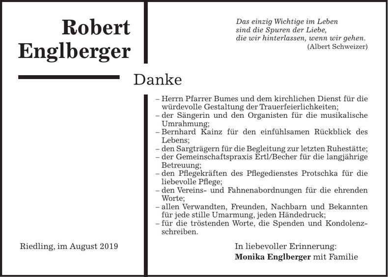 Traueranzeige Robert Englberger