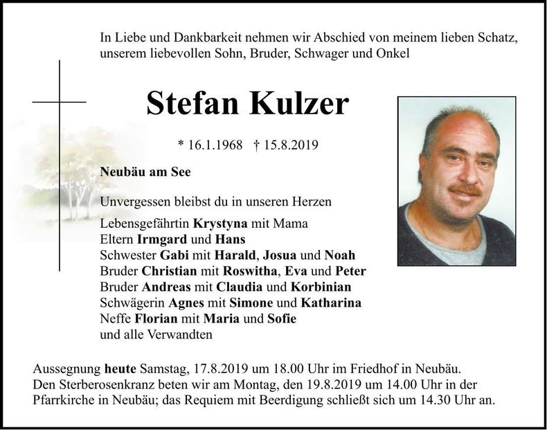 Traueranzeige Stefan Kulzer
