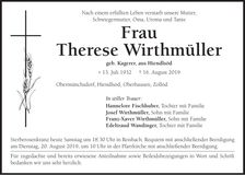 Traueranzeige Therese Wirthmüller