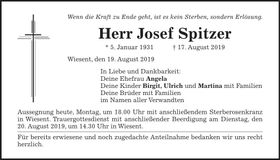 Traueranzeige Josef Spitzer