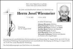 Traueranzeige Josef Wiesmeier