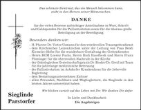 Traueranzeige Sieglinde Parstorfer