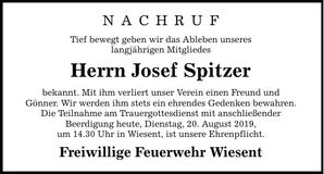 Traueranzeige Josef Spitzer