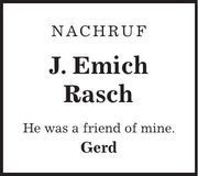 Traueranzeige J. Emich Rasch