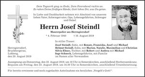 Traueranzeige Josef Steindl