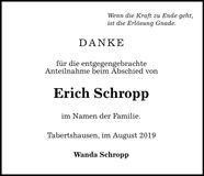 Traueranzeige Erich Schropp