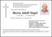 Traueranzeige Adolf Vogel