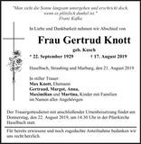 Traueranzeige Gertrud Knott