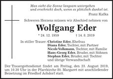 Traueranzeige Wolfgang Eder