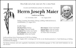 Traueranzeige Joseph Maier