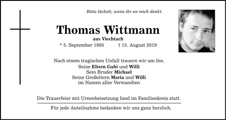 Traueranzeige Thomas Wittmann