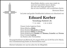 Traueranzeige Eduard Korber