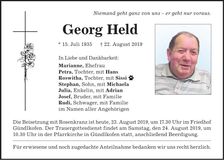 Traueranzeige Georg Held