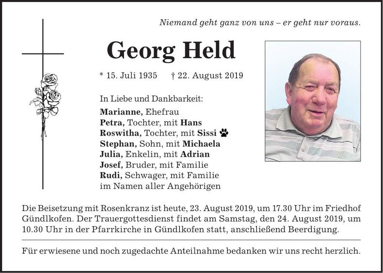 Traueranzeige Georg Held