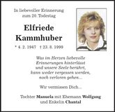 Traueranzeige Elfriede Kammhuber