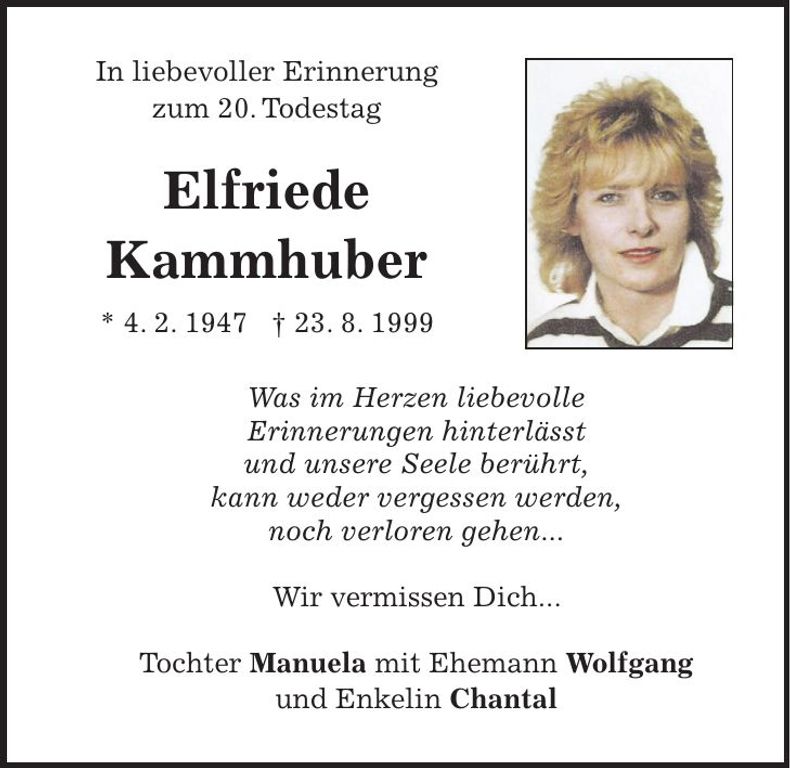 Traueranzeige Elfriede Kammhuber
