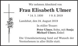 Traueranzeige Elisabeth Ulmer