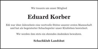 Traueranzeige Eduard Korber