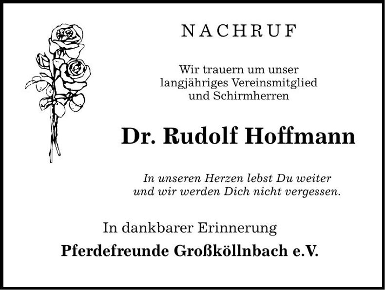 Traueranzeige Rudolf Hoffmann