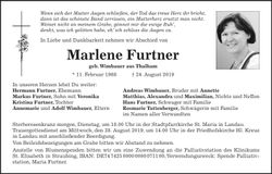 Traueranzeige Marlene Furtner