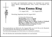 Traueranzeige Emma Ring