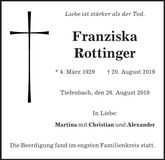 Traueranzeige Franziska Rottinger