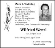 Traueranzeige Wilfried Wenzl