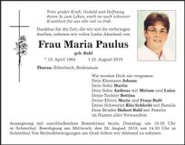 Traueranzeige Maria Paulus