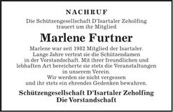 Traueranzeige Marlene Furtner