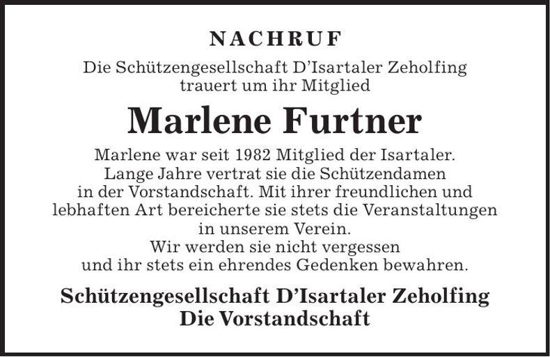 Traueranzeige Marlene Furtner