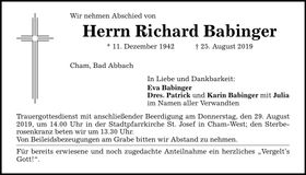 Traueranzeige Richard Babinger