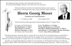Traueranzeige Georg Moser
