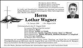 Traueranzeige Lothar Wagner