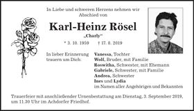 Traueranzeige Karl-Heinz Rösel