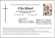 Traueranzeige Ulla Blüml